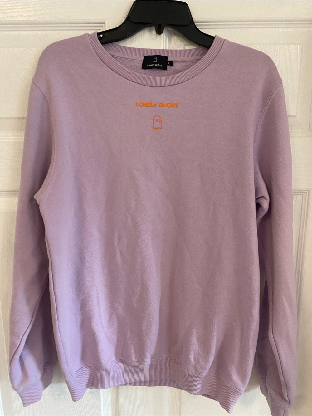 LONELY GHOST Lavender Crewneck with Orange Logo